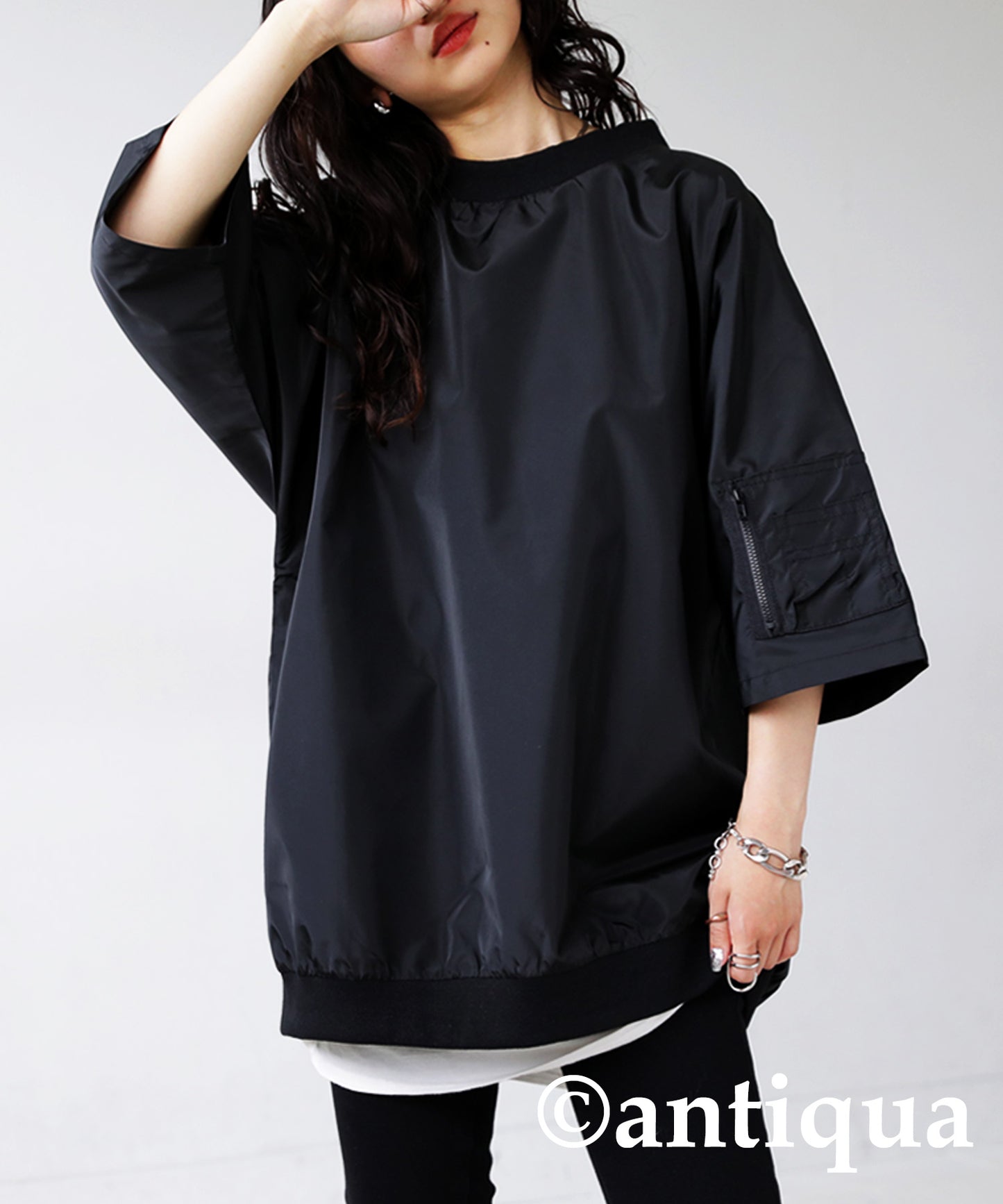 MA-1 style nylon short sleeve tops Ladies