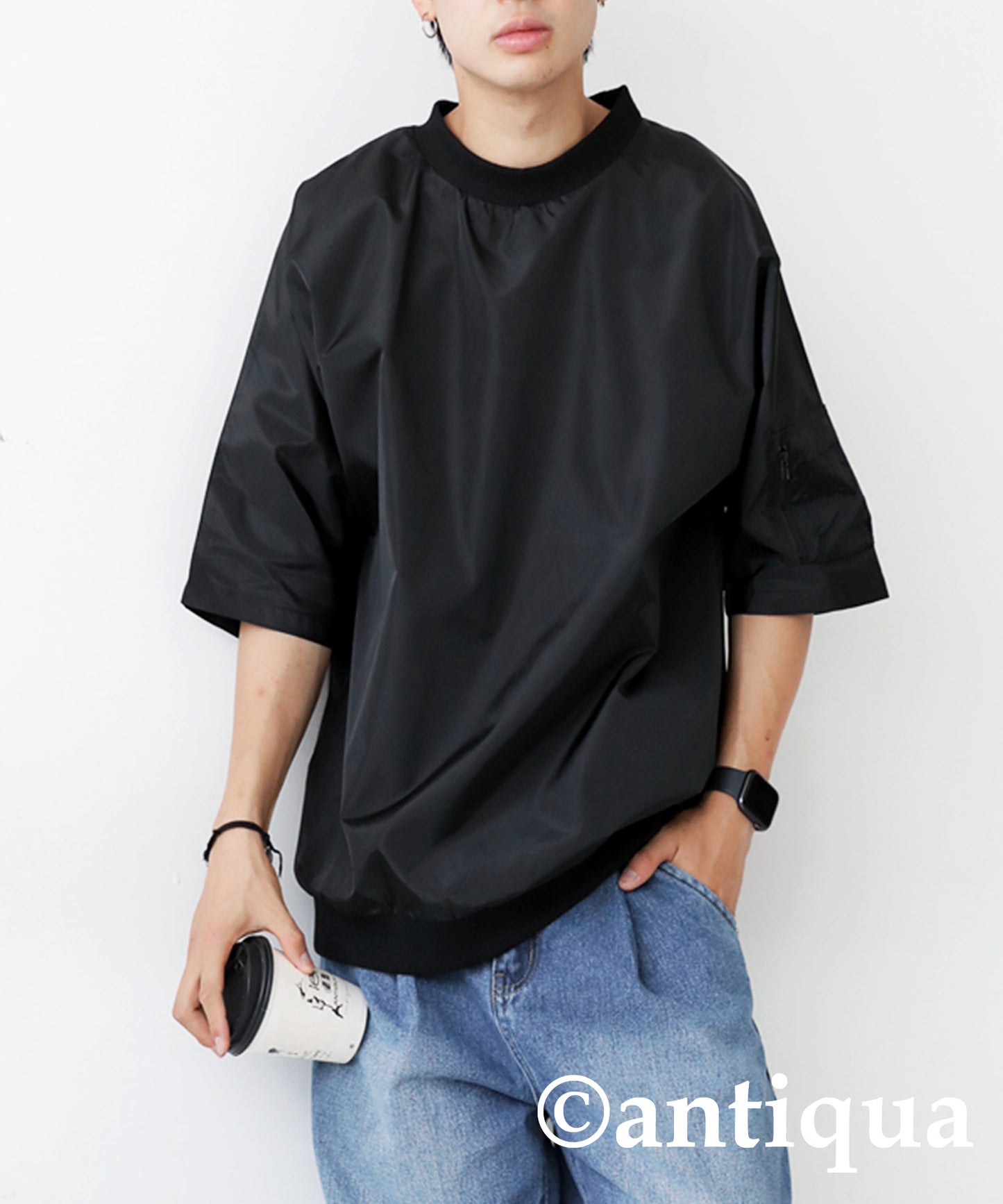 MA-1 style nylon short sleeve tops Men's