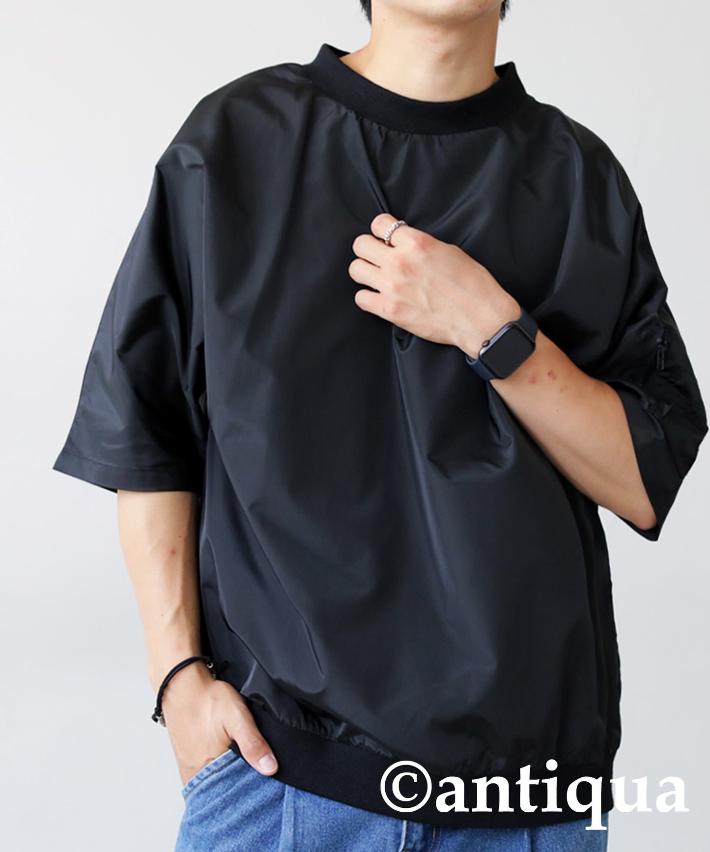 MA-1 style nylon short sleeve tops Men's