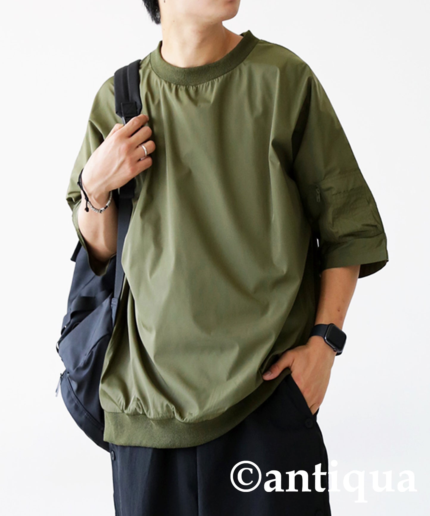 MA-1 style nylon short sleeve tops Men's