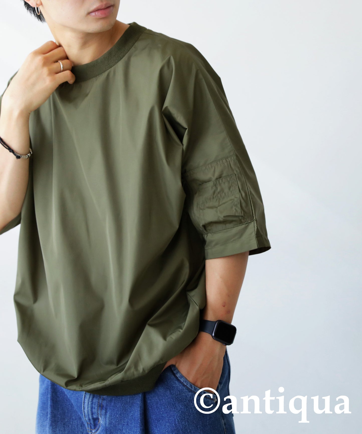 MA-1 style nylon short sleeve tops Men's