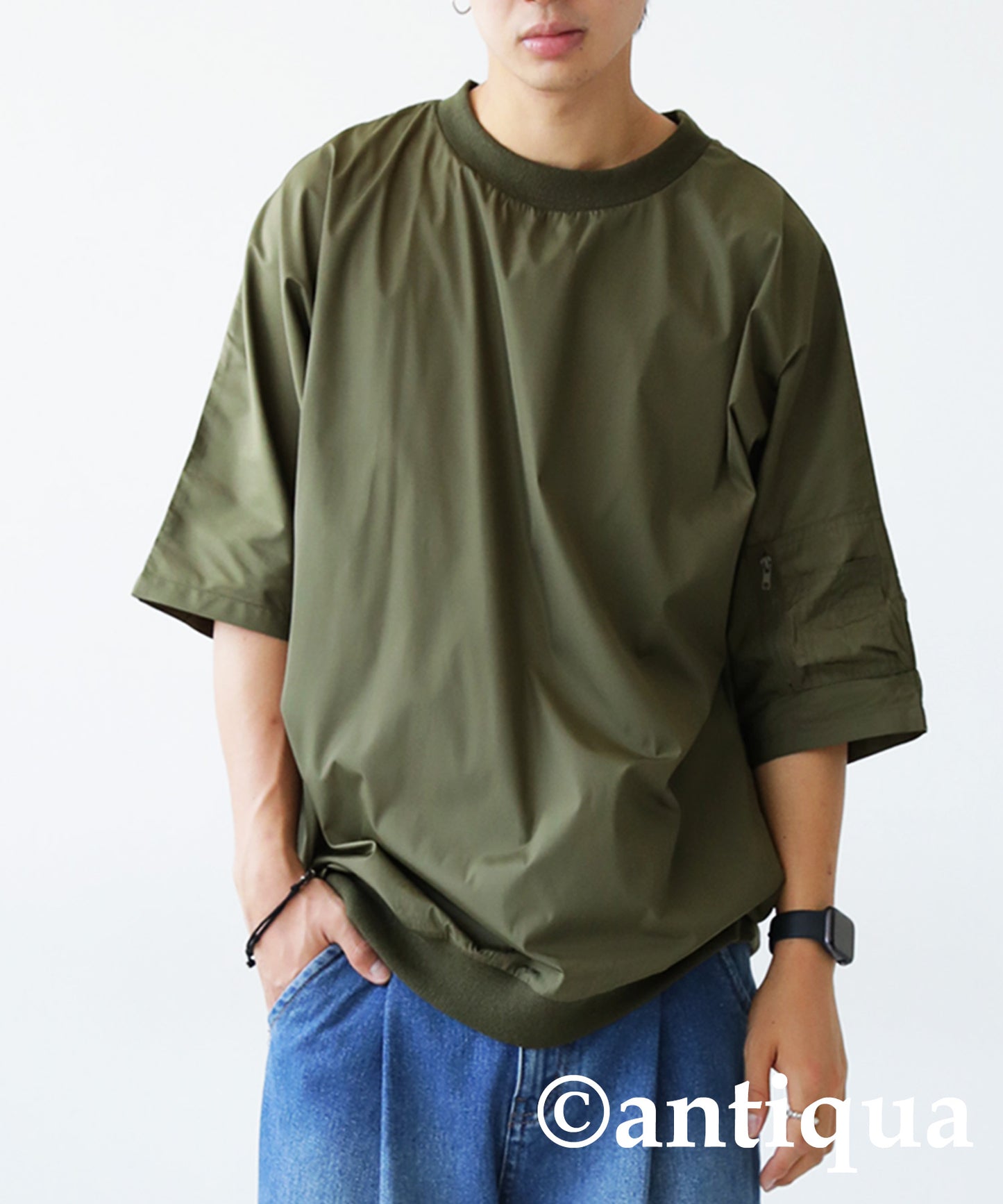 MA-1 style nylon short sleeve tops Men's