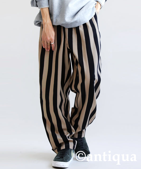 Men's tapered full-length pants vertical stripe