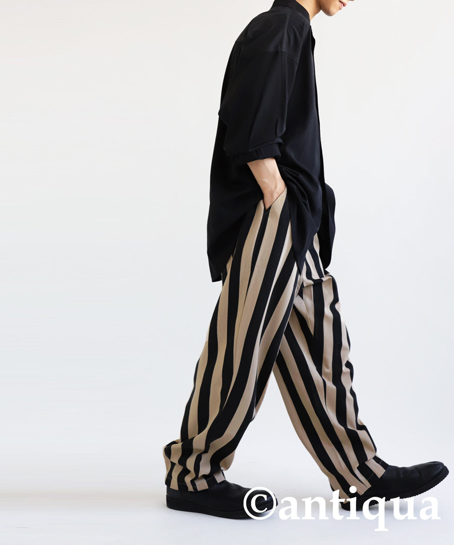 Men's tapered full-length pants vertical stripe