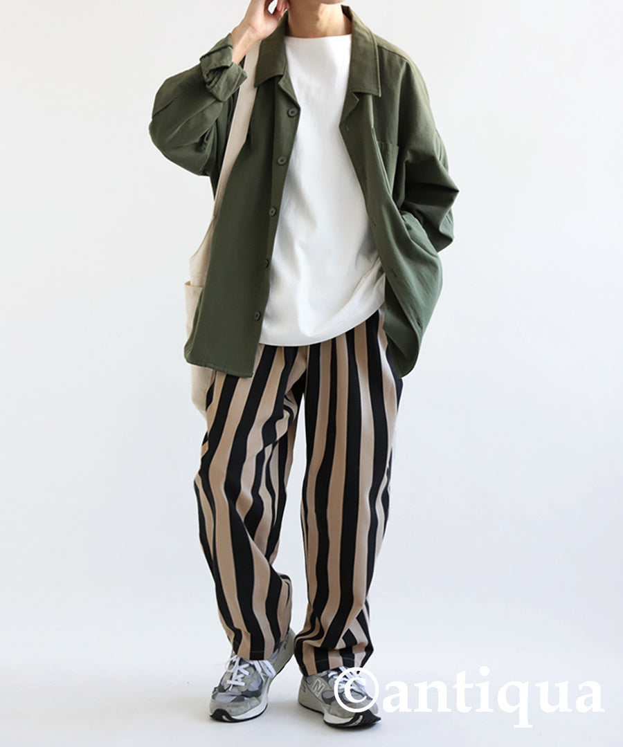 Men's tapered full-length pants vertical stripe