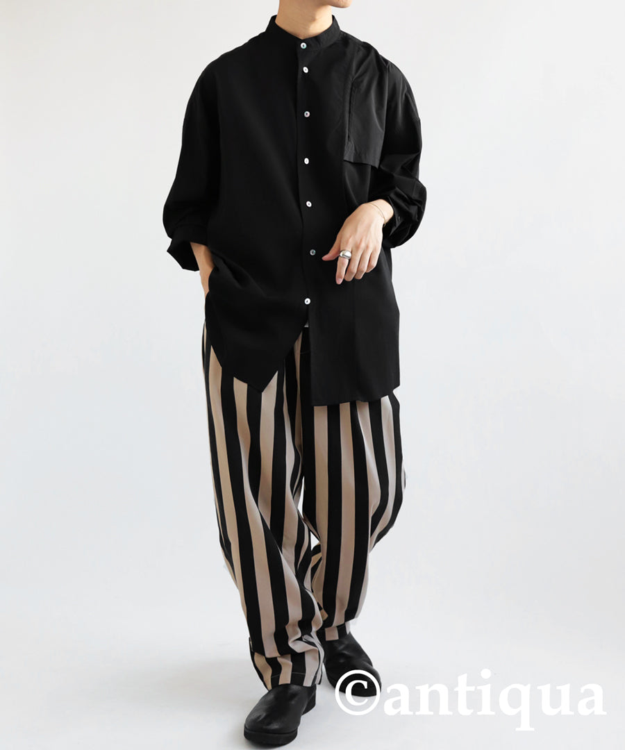 Men's tapered full-length pants vertical stripe