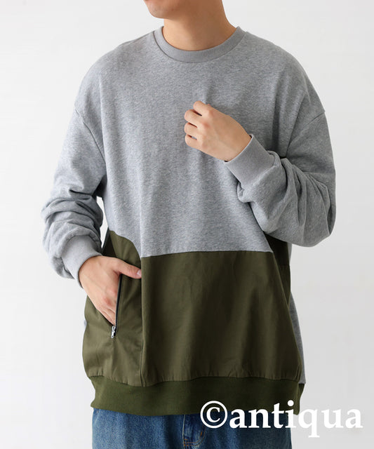 Different Materials Switching Sweatshirt Men's