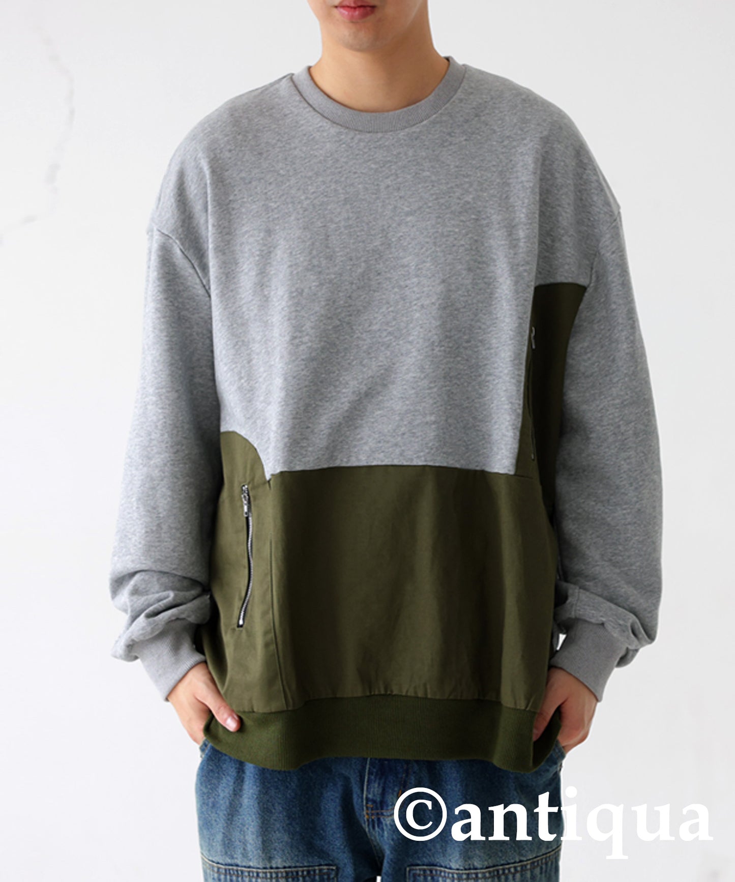 Different Materials Switching Sweatshirt Men's