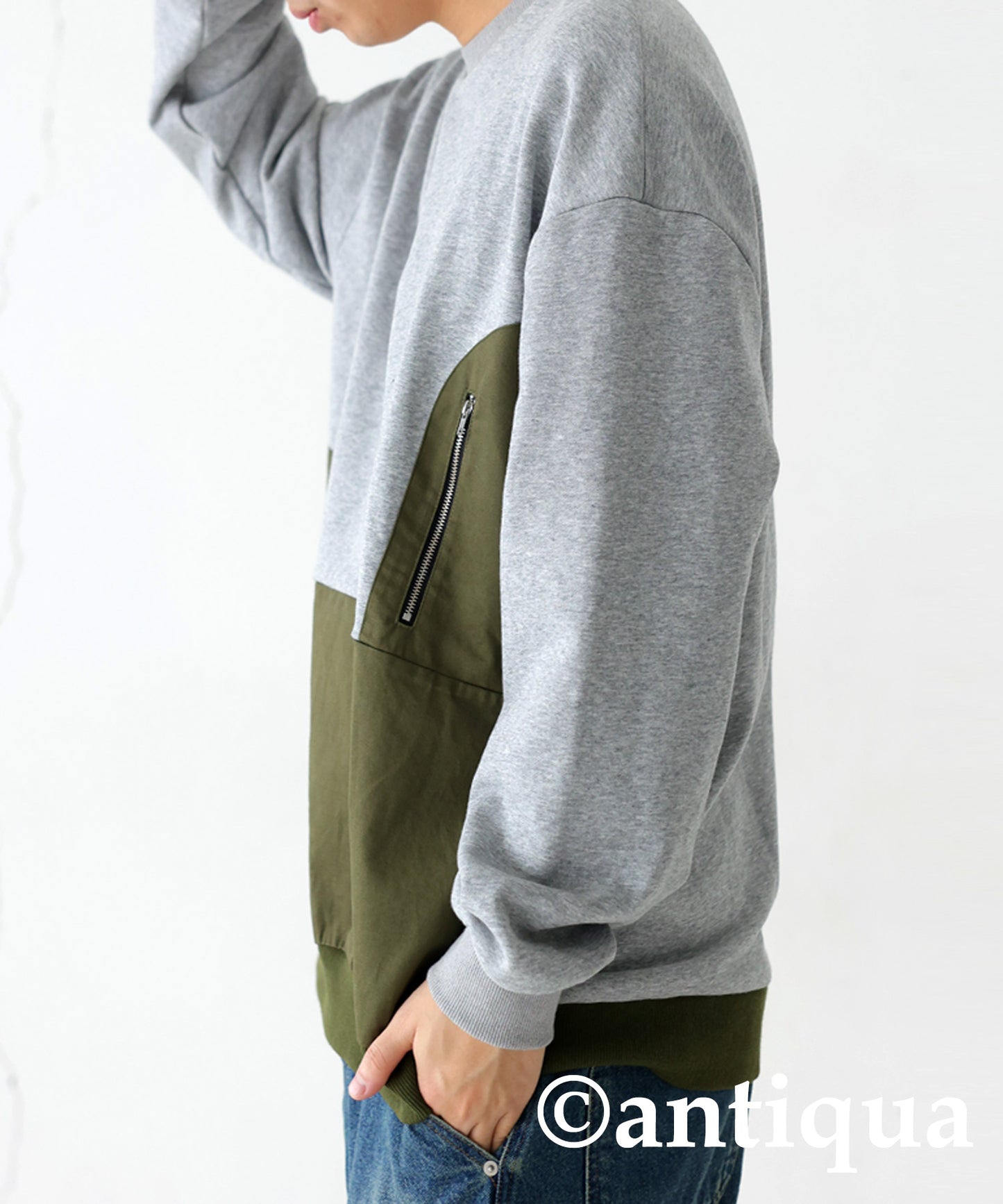 Different Materials Switching Sweatshirt Men's