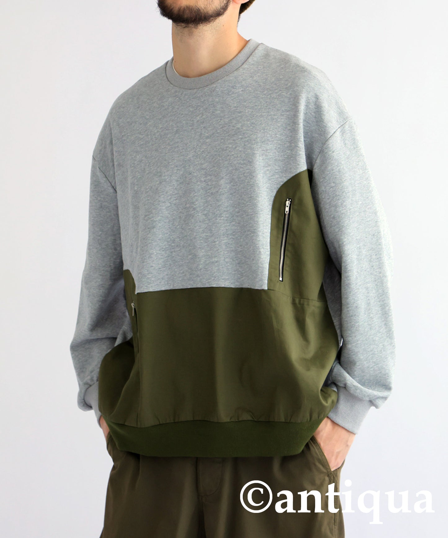 Different Materials Switching Sweatshirt Men's