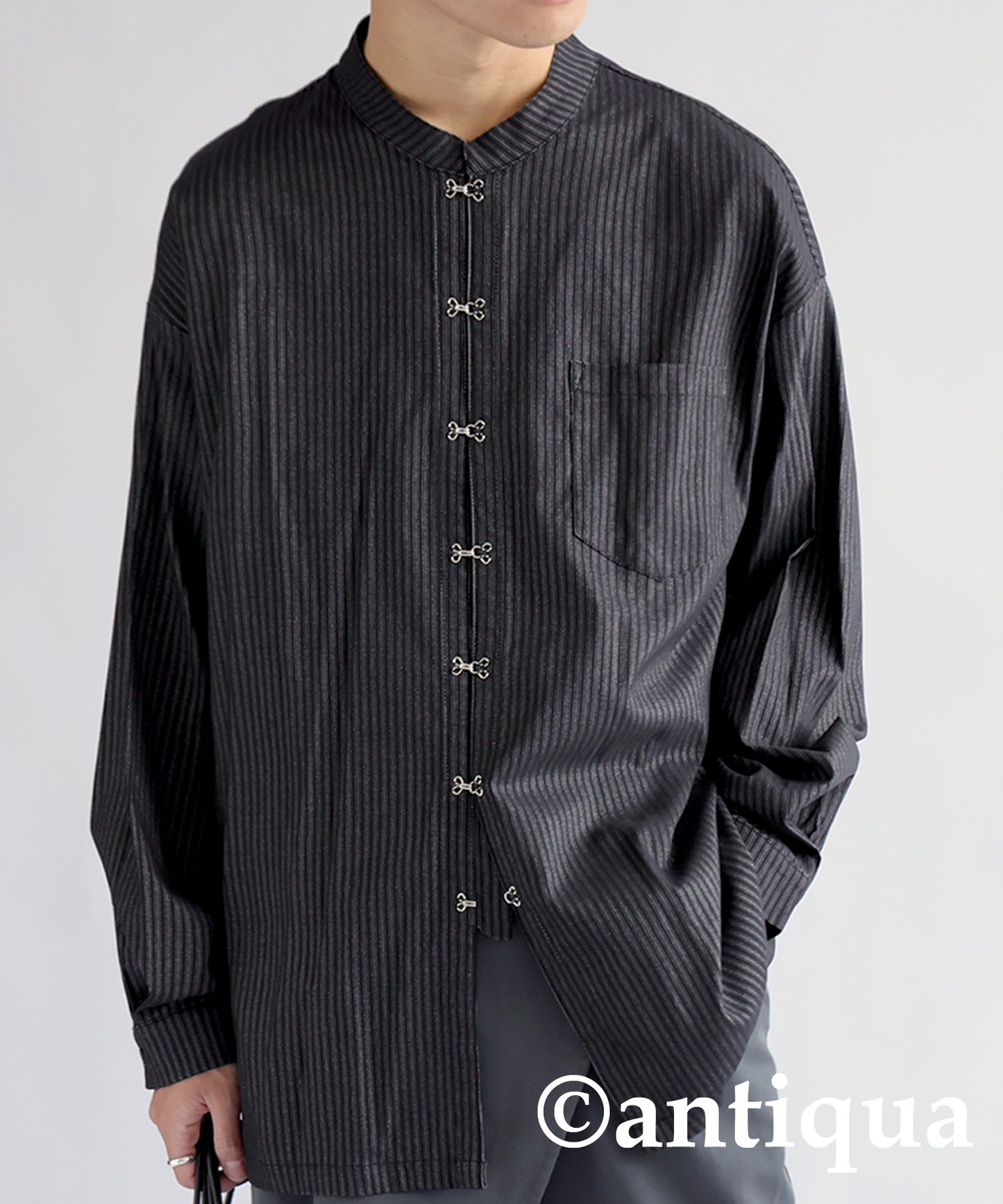 China-style striped shirt Men's