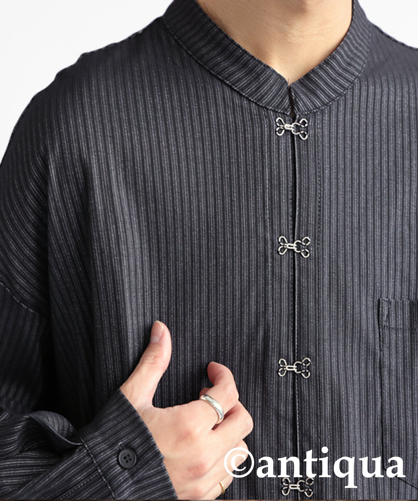 China-style striped shirt Men's