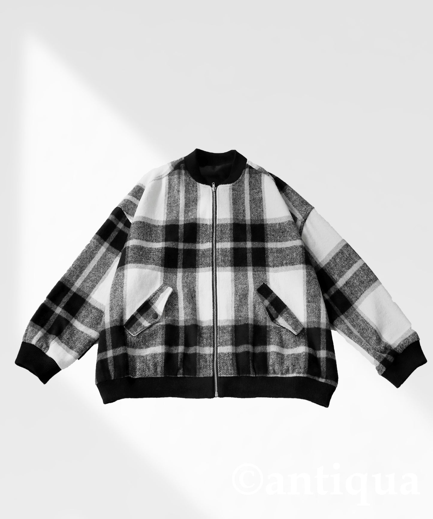 Large checked pattern blouson Ladies