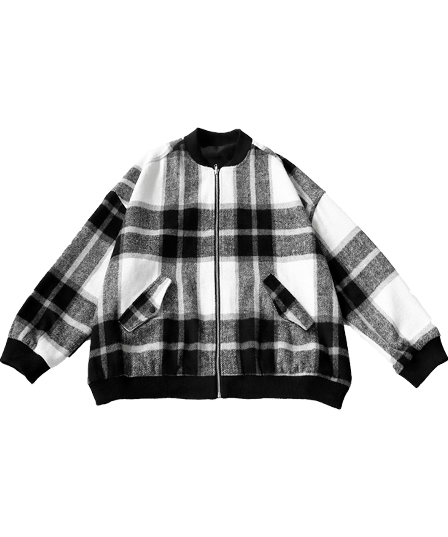 Large checked pattern blouson Ladies