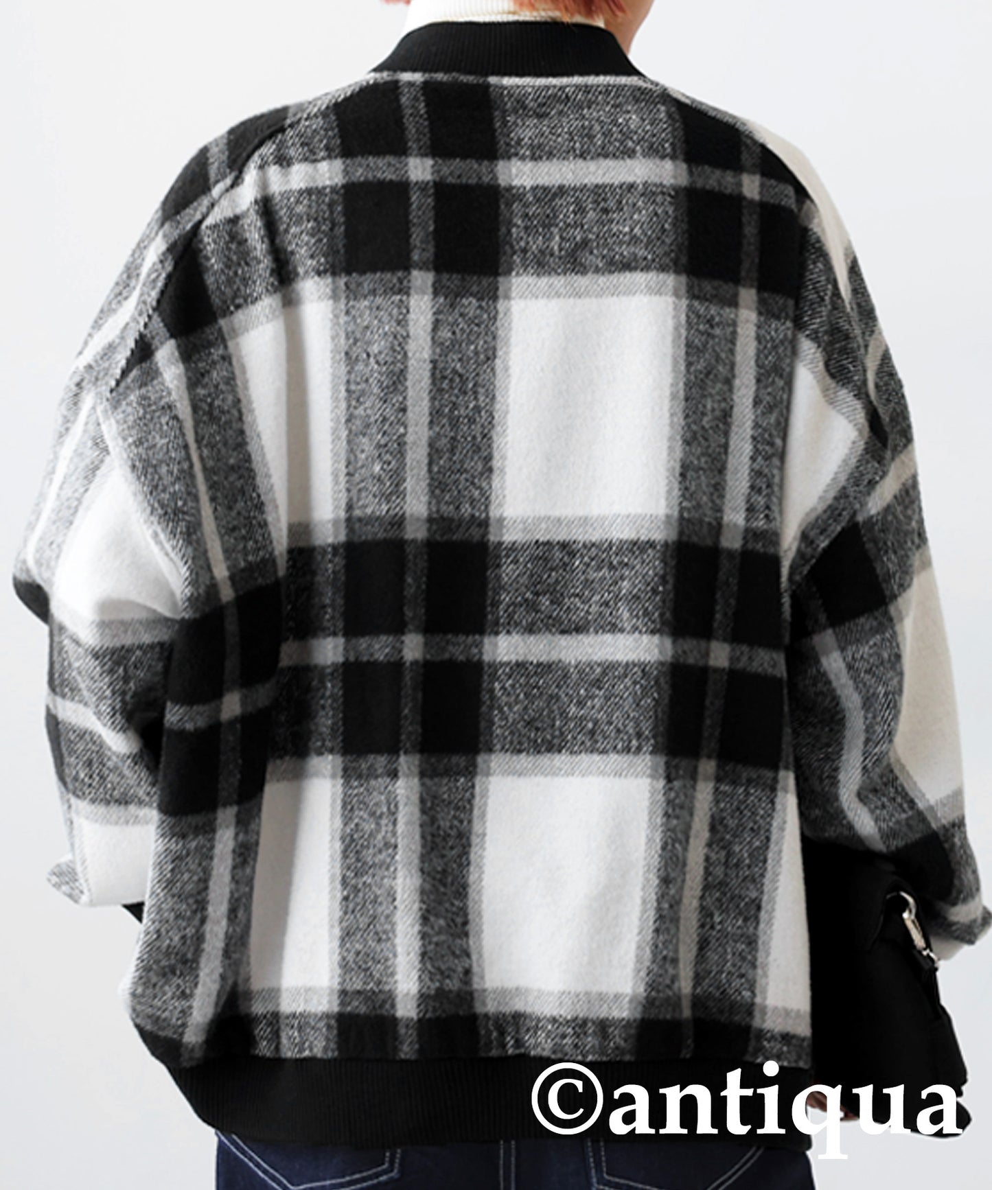 Large checked pattern blouson Ladies