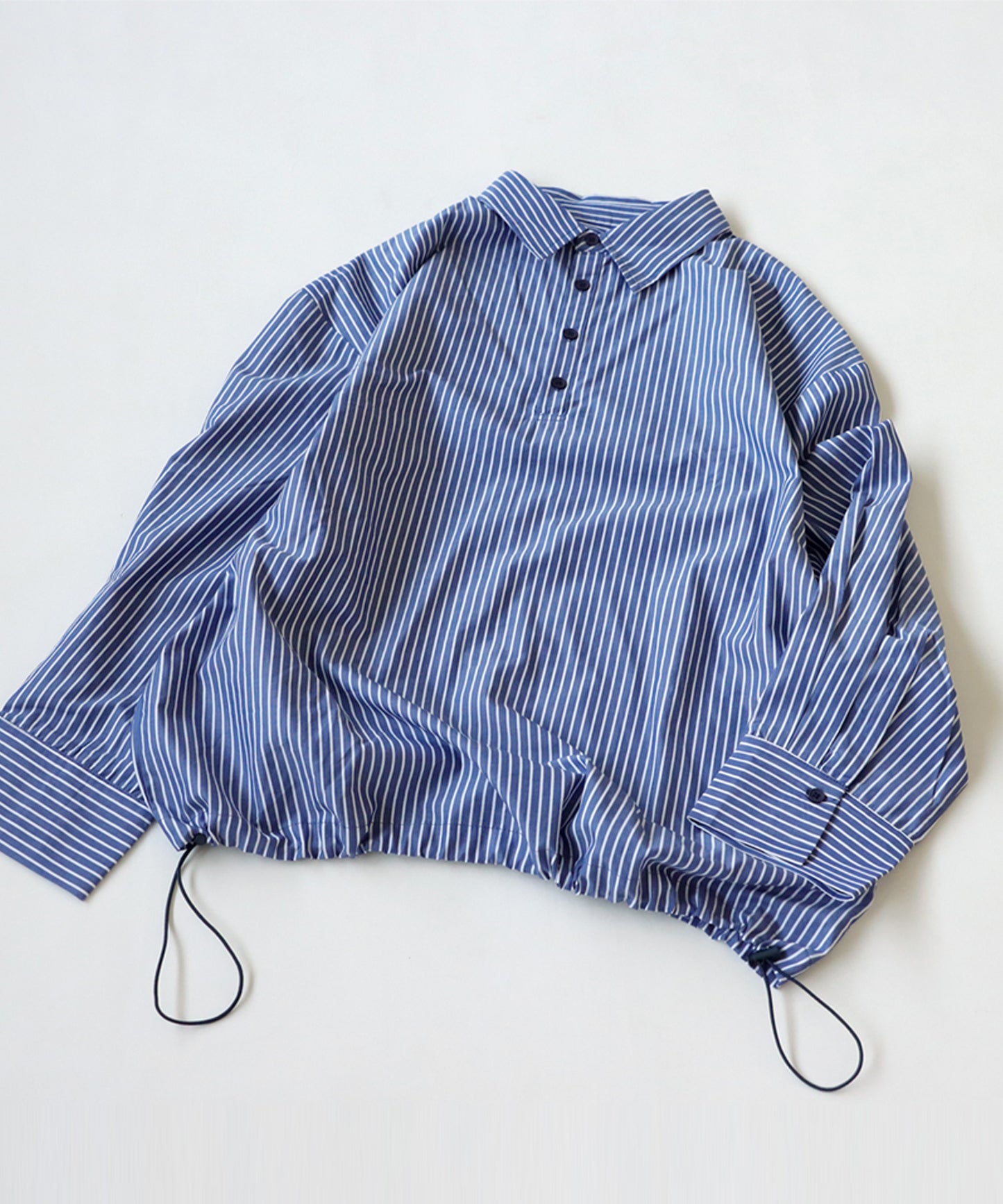 Stripe Shirt with Drawstring Ladies