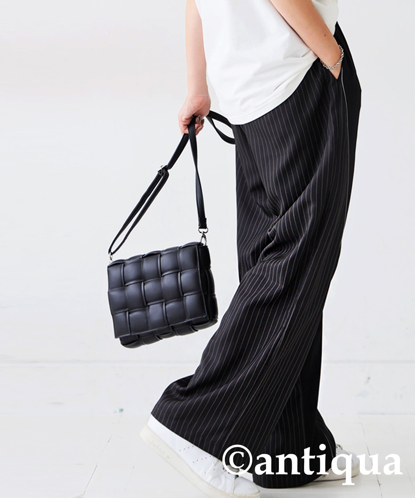 Striped Switching Wide Pants Ladies