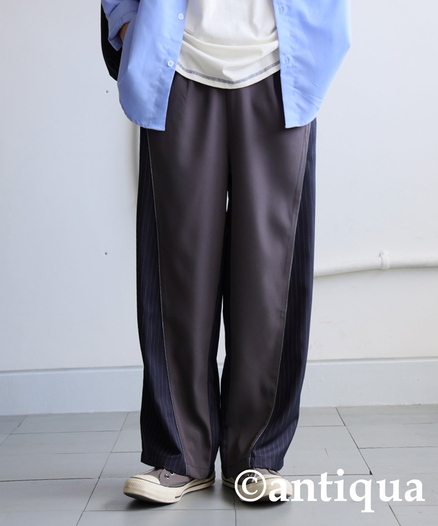 Striped Switching Wide Pants Men's