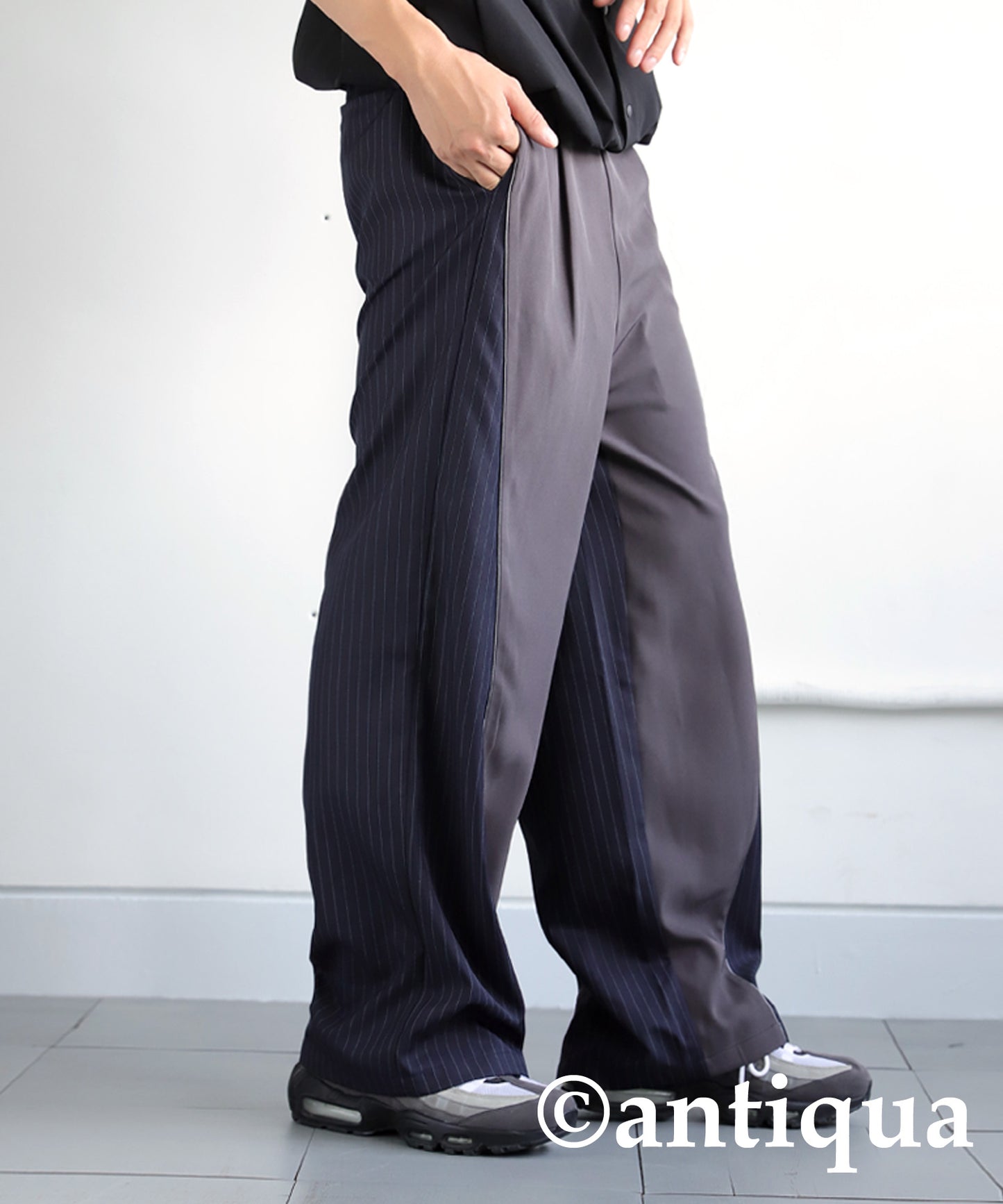 Striped Switching Wide Pants Men's