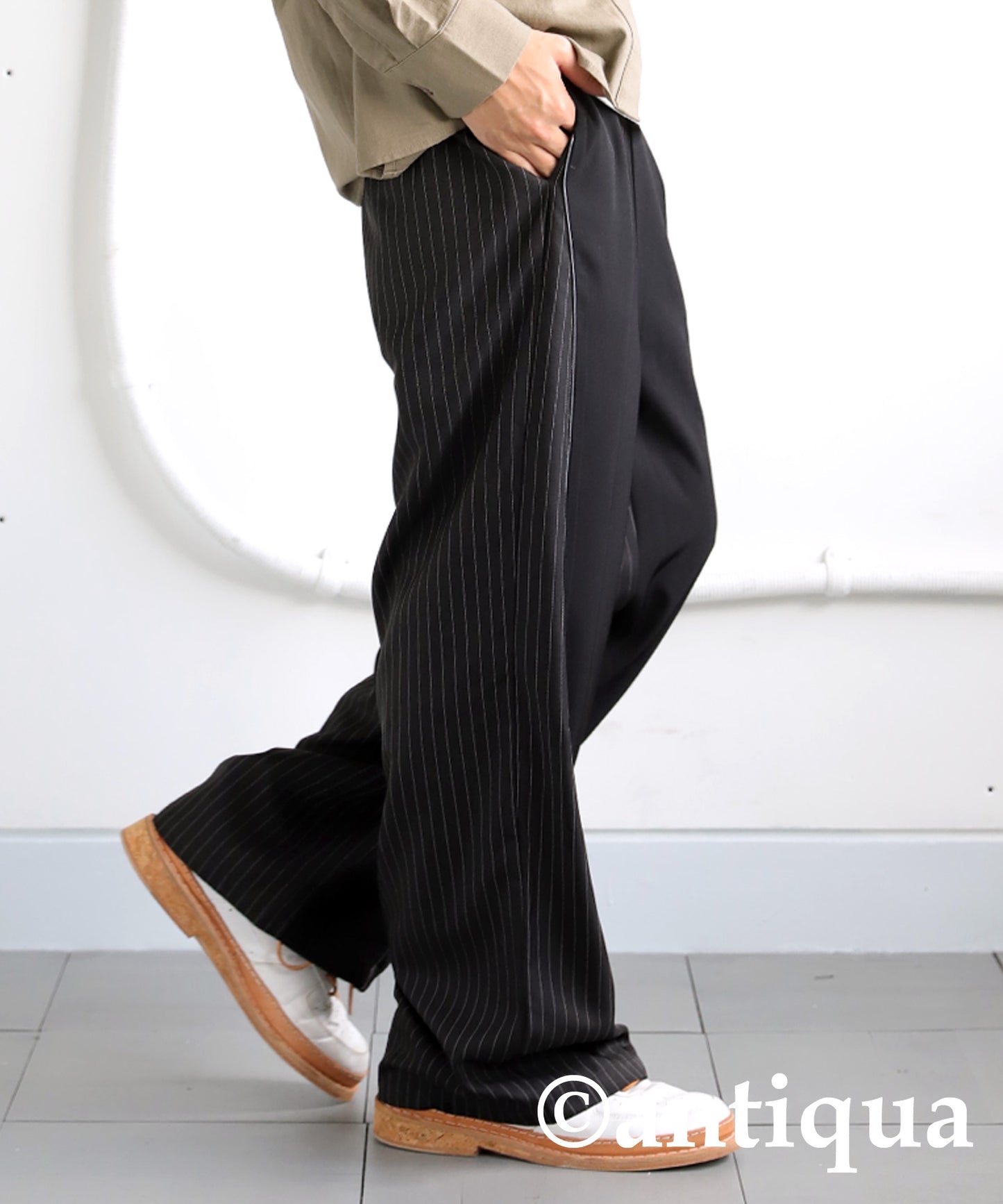 Striped Switching Wide Pants Men's