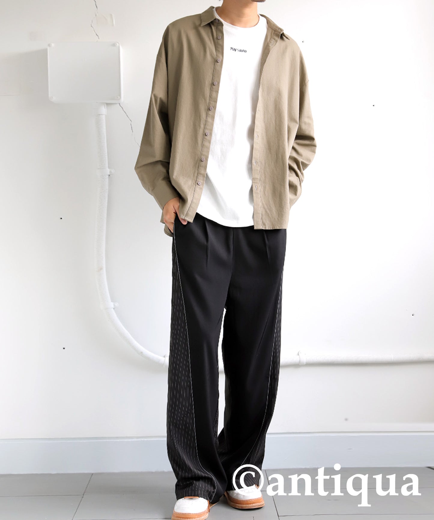 Striped Switching Wide Pants Men's