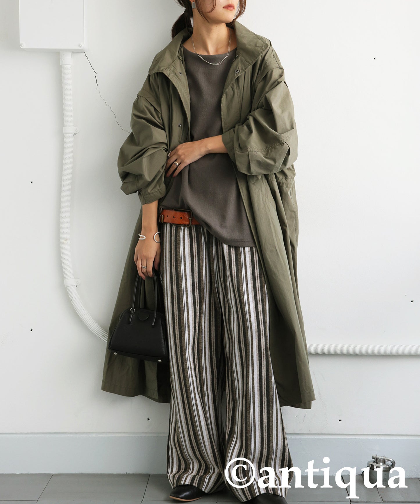 Striped Tuck Wide Pants Ladies