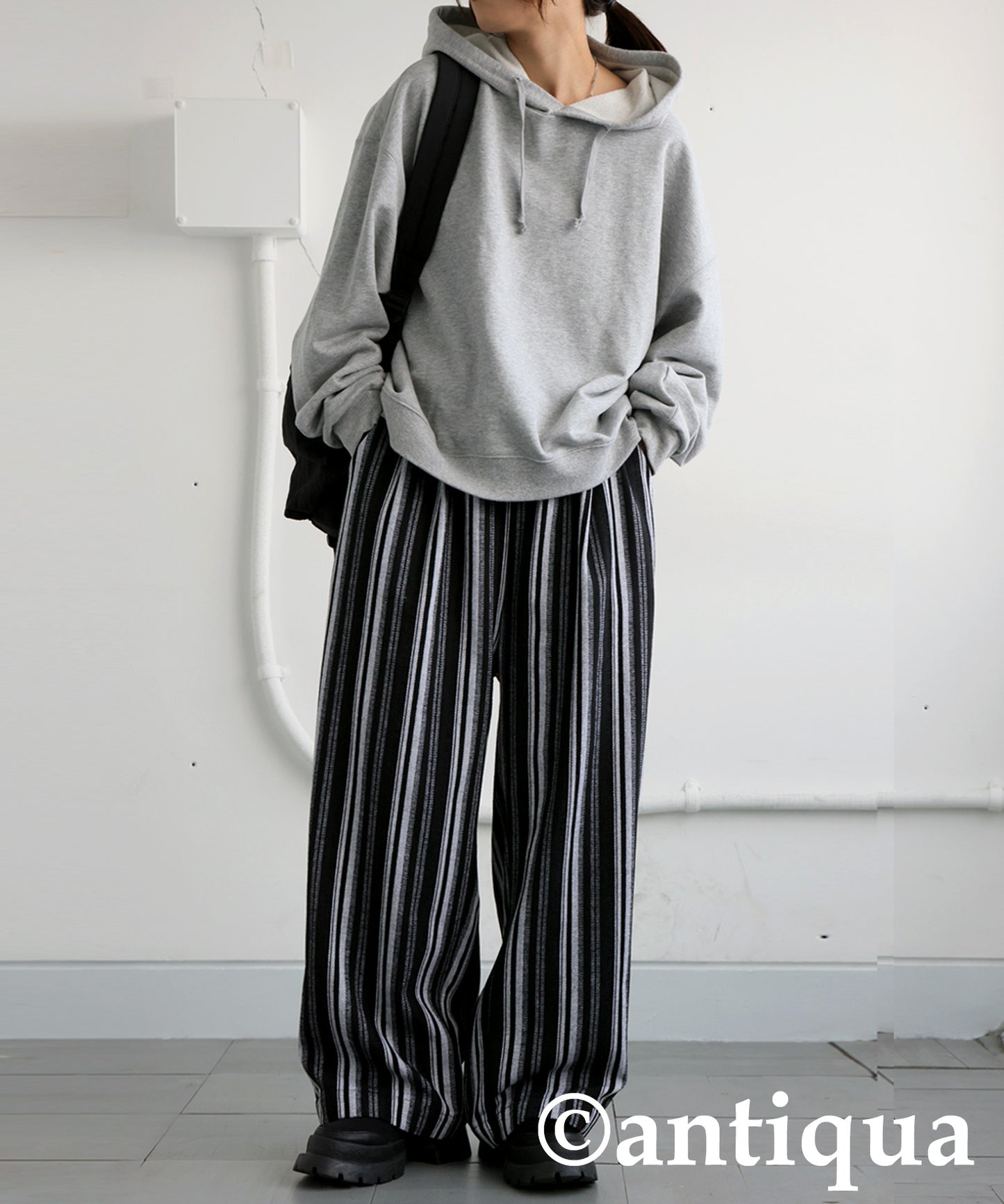 Striped Tuck Wide Pants Ladies