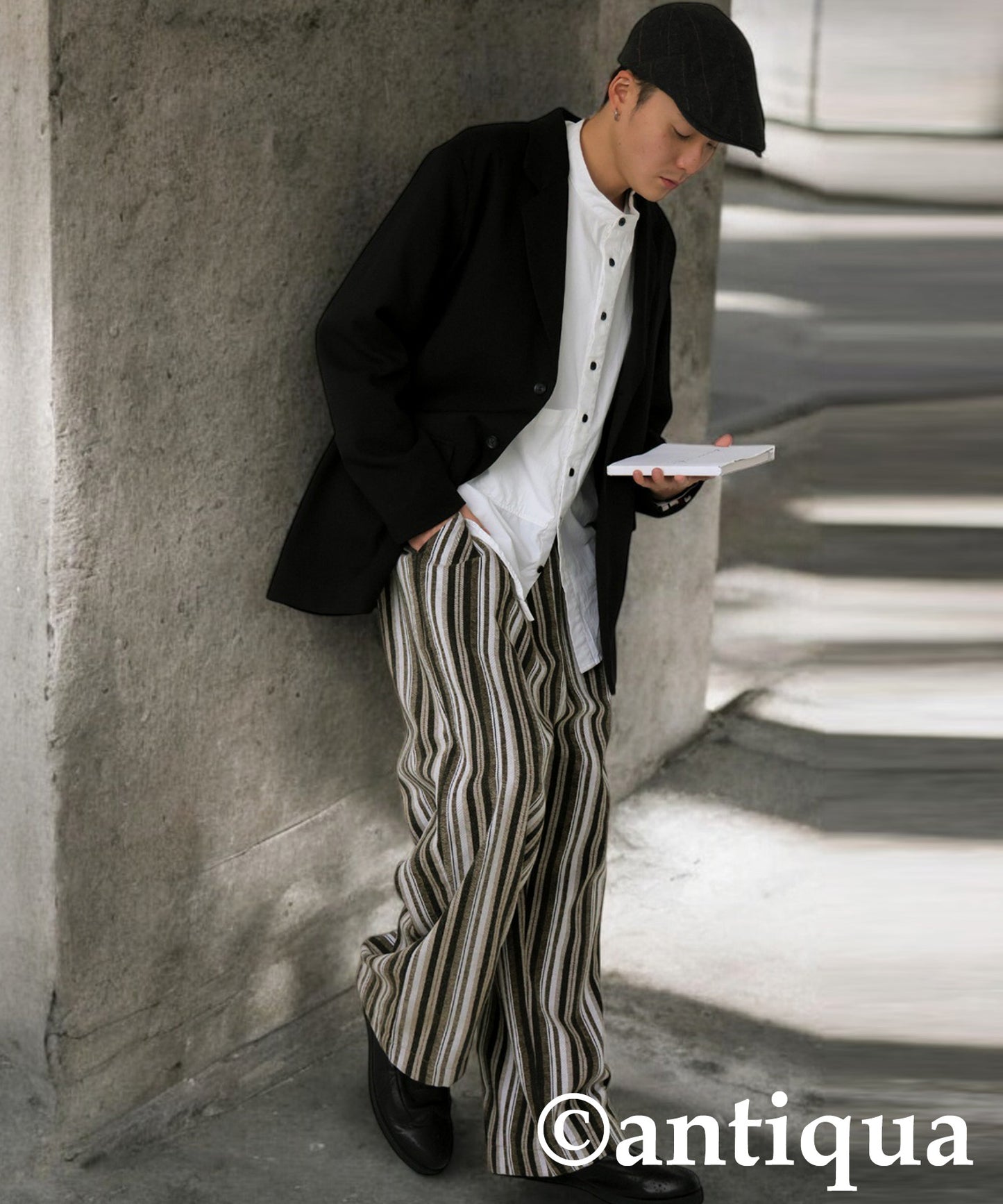 Striped Tuck Wide Pants Men's