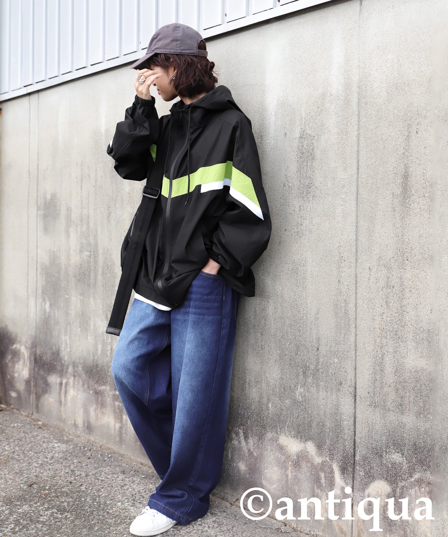 Color-Block Nylon Hoodie Ladies