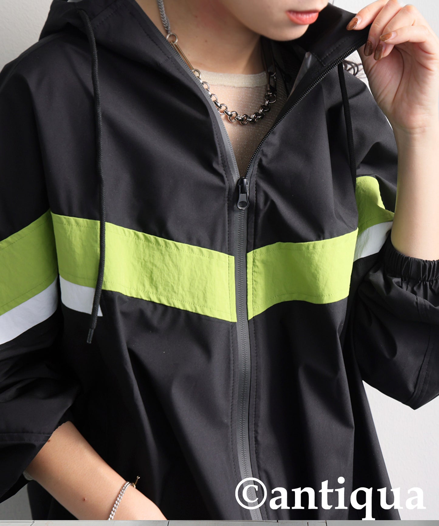 Color-Block Nylon Hoodie Ladies