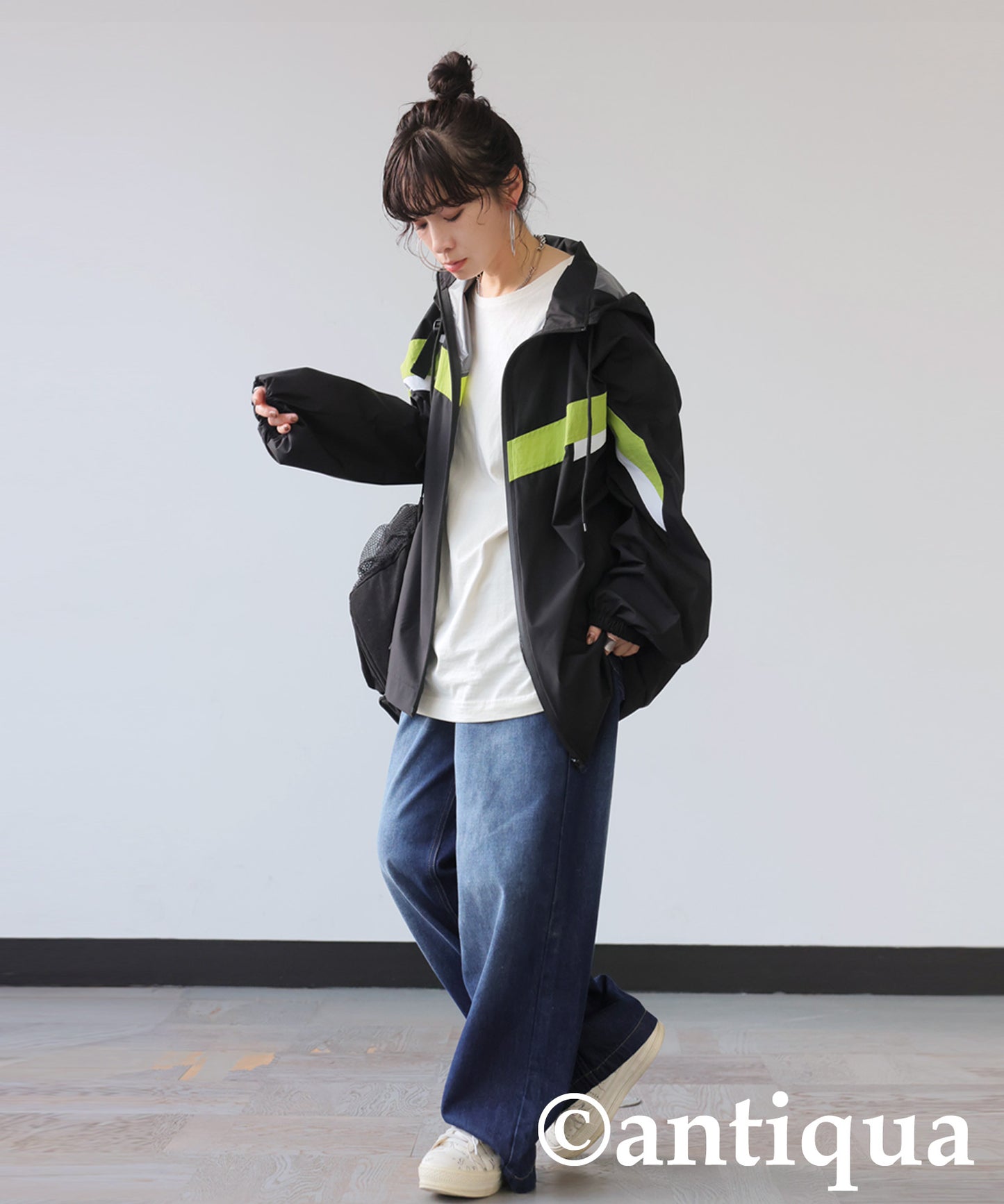 Color-Block Nylon Hoodie Ladies