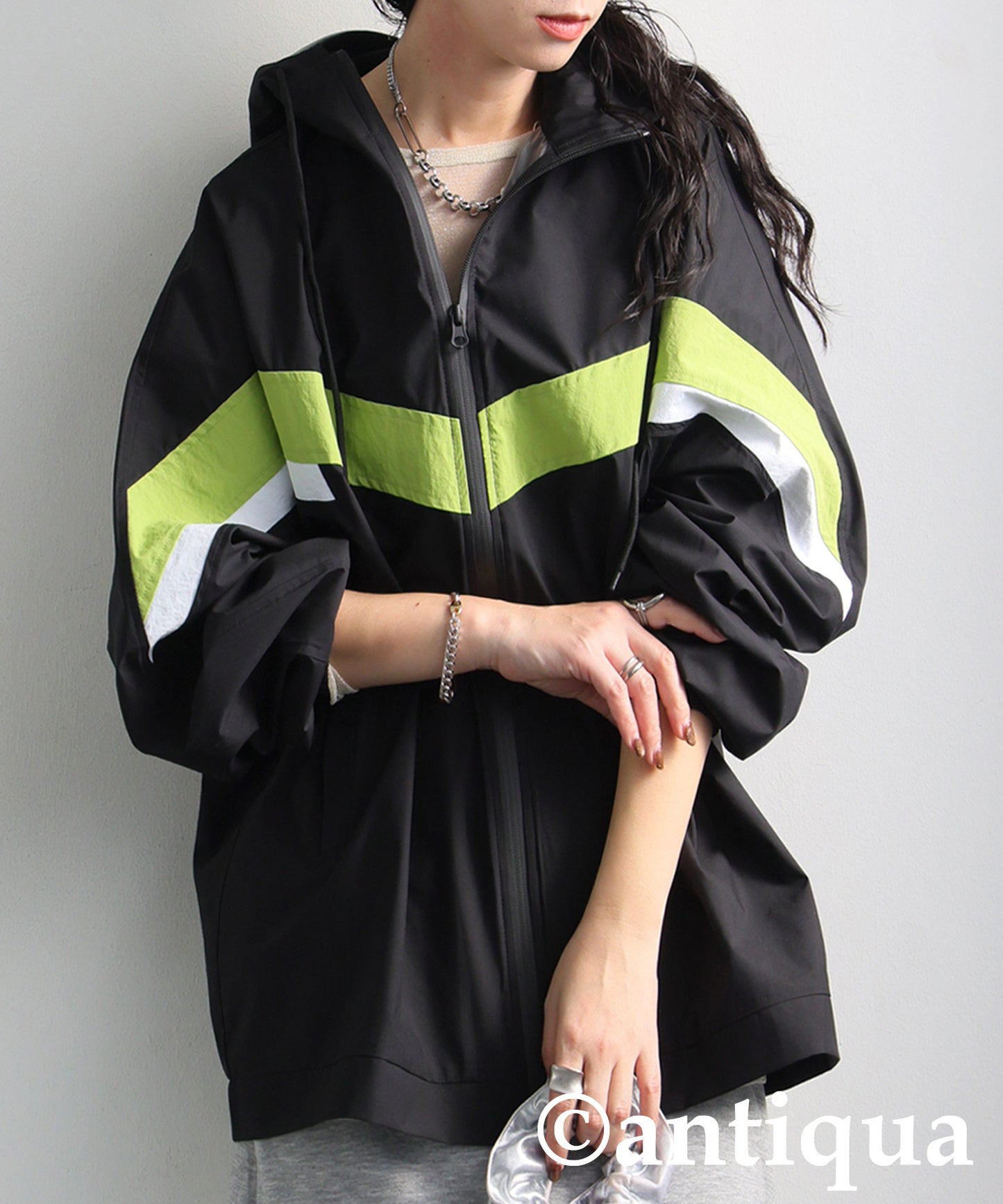 Color-Block Nylon Hoodie Ladies