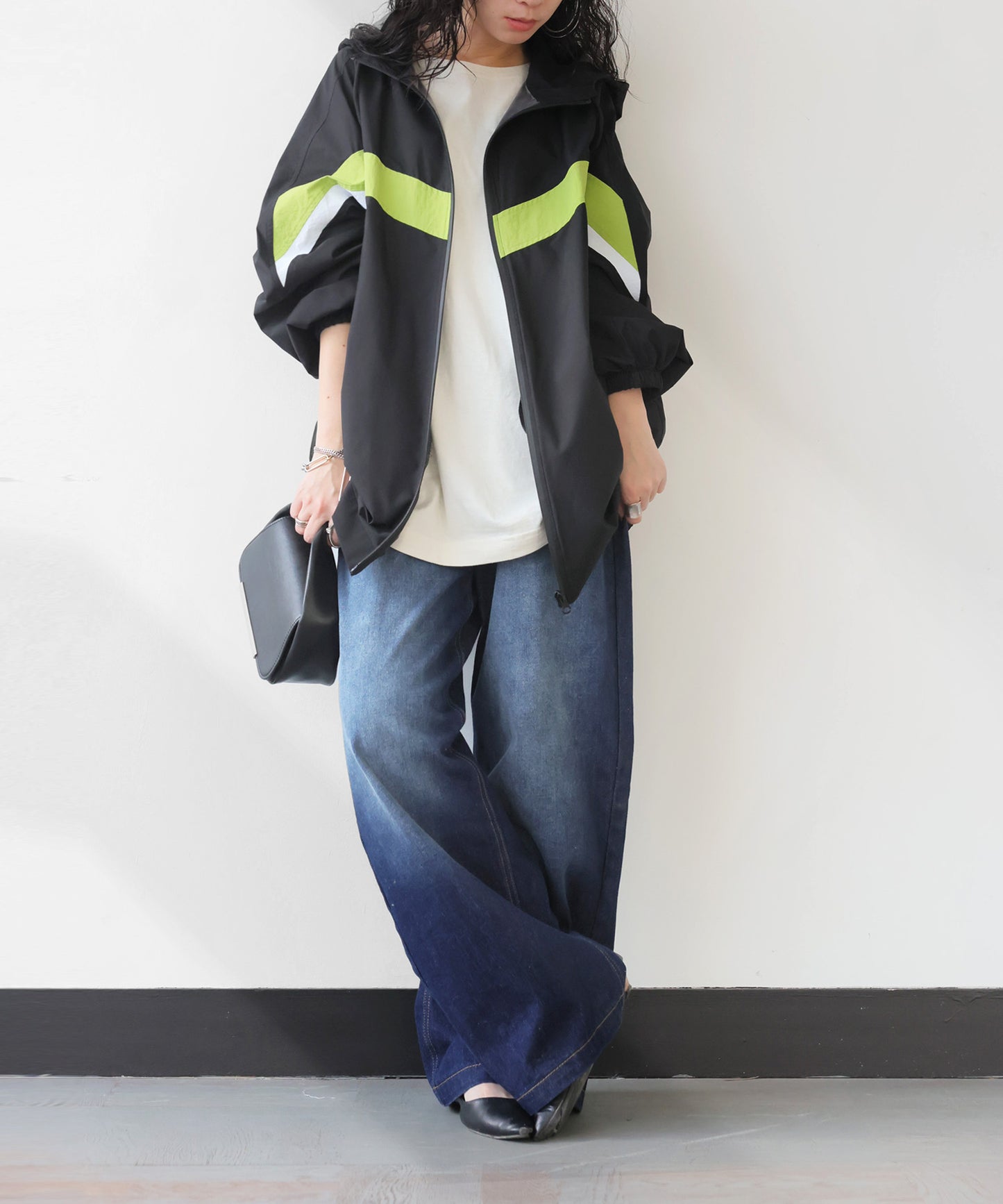 Color-Block Nylon Hoodie Ladies