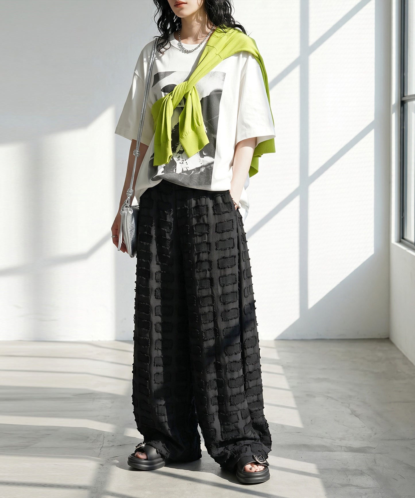 Jacquard Fringe Wide-Leg Pants Ladies