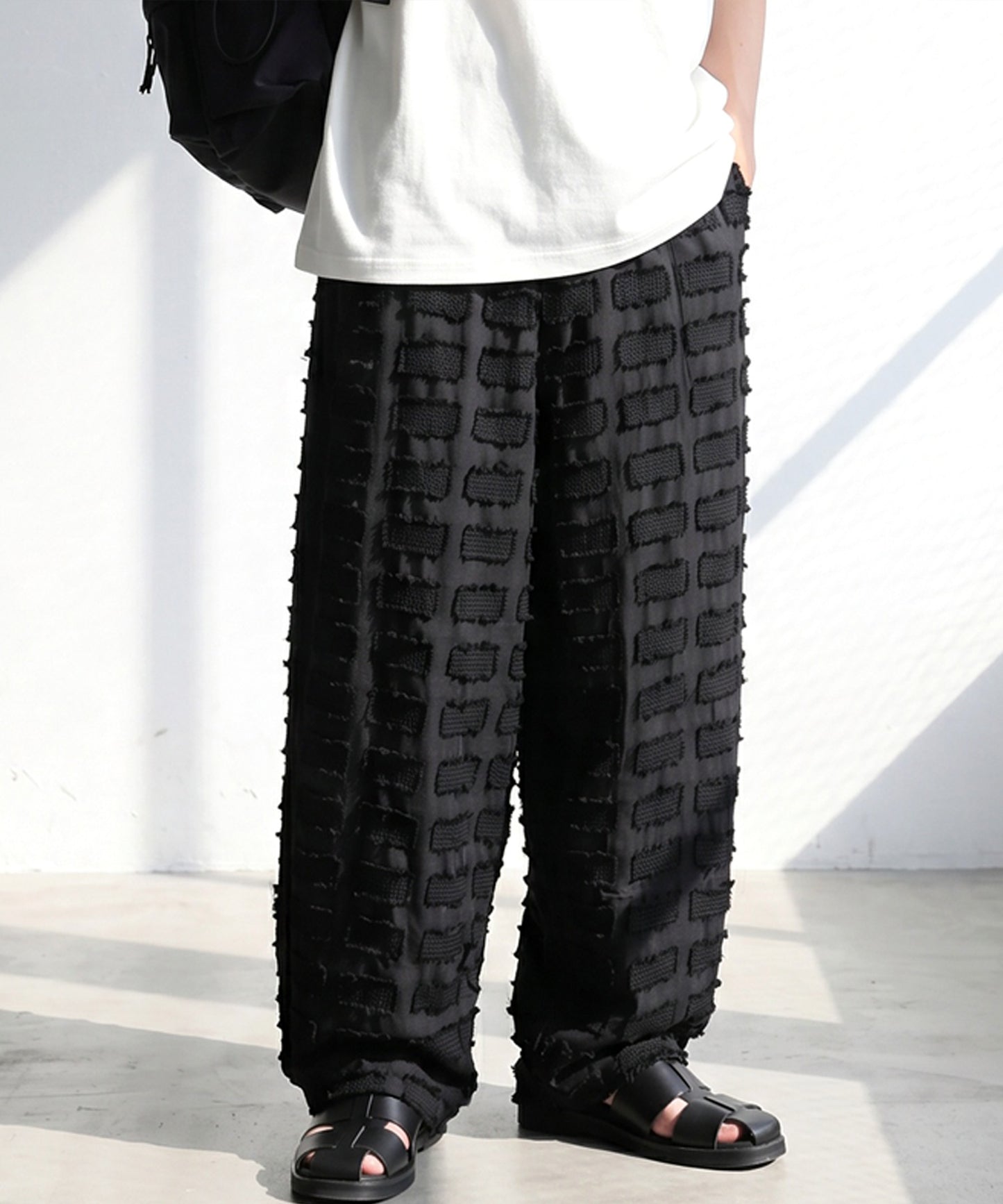 Jacquard Fringe Wide-Leg Pants Men’s