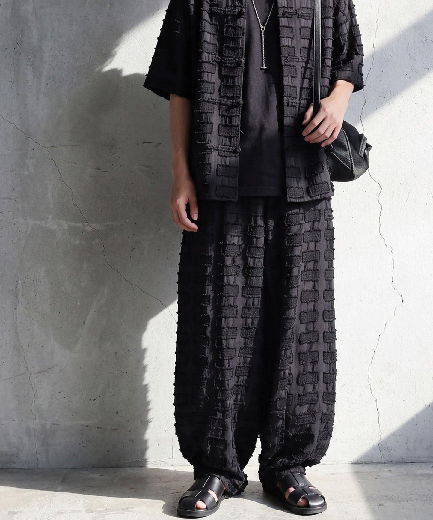 Jacquard Fringe Wide-Leg Pants Men’s