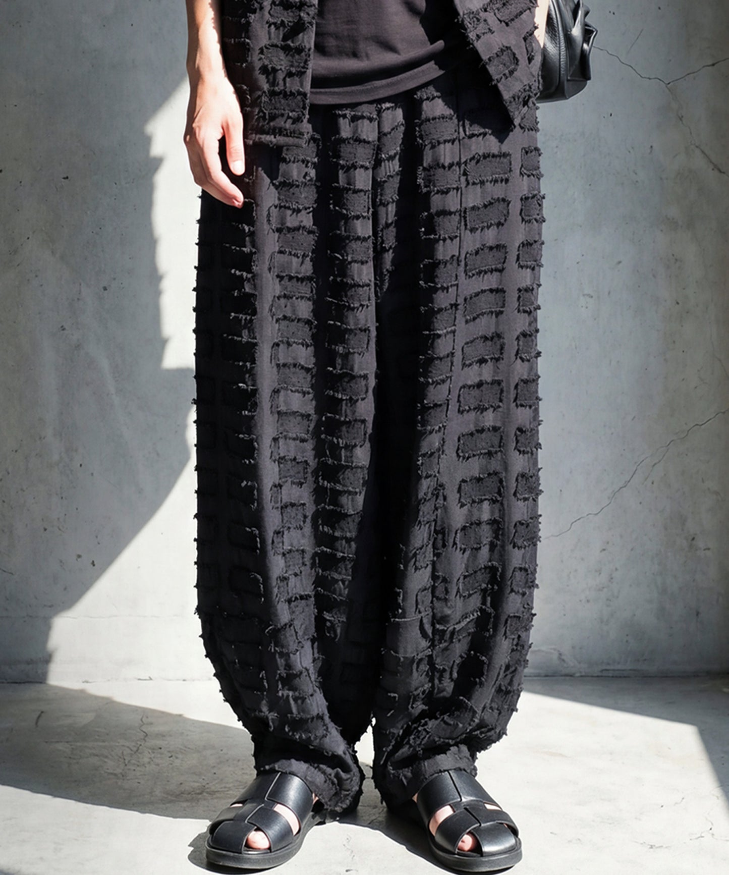 Jacquard Fringe Wide-Leg Pants Men’s