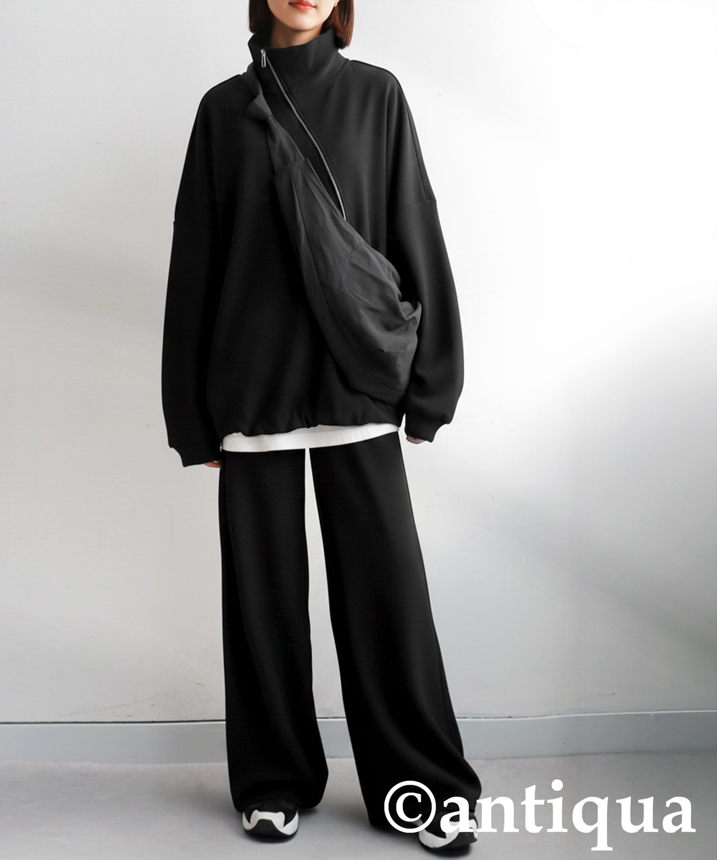 Diagonal Zip Fleece-Lined Georgette Jacket Ladies