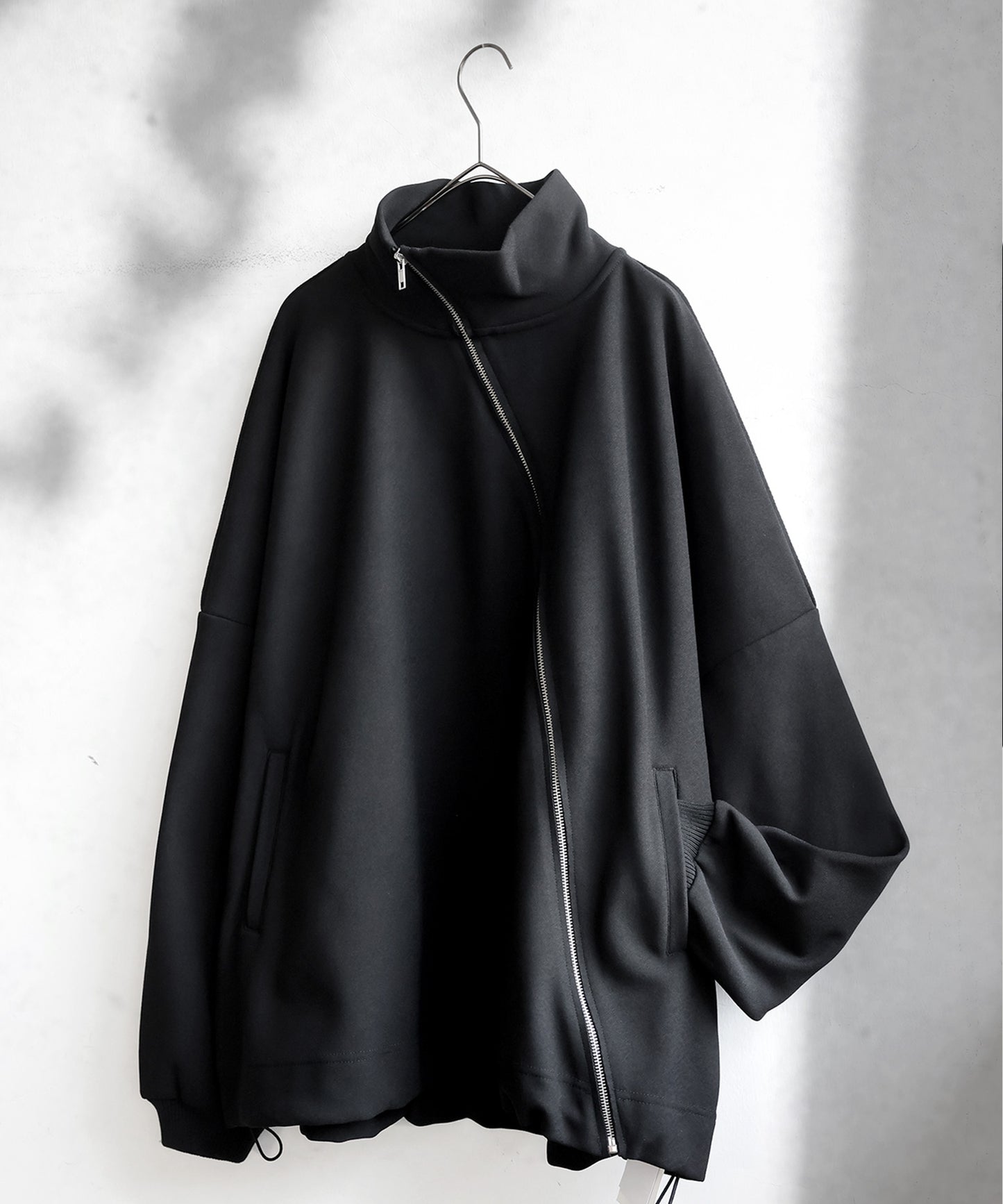 Diagonal Zip Fleece-Lined Georgette Jacket Ladies