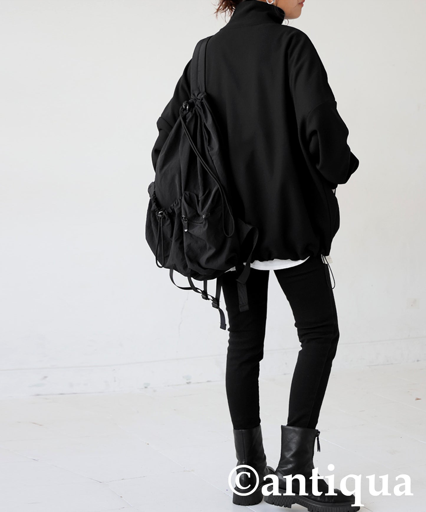 Diagonal Zip Fleece-Lined Georgette Jacket Ladies