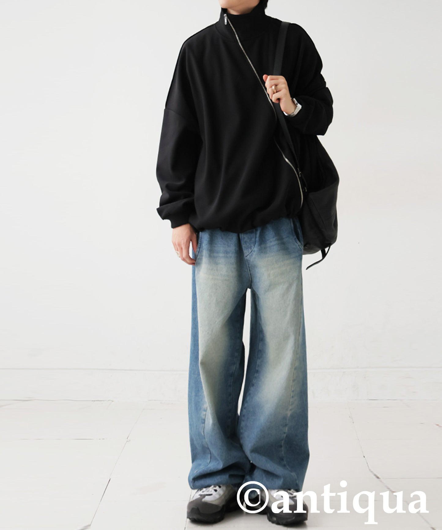 Diagonal Zip Fleece-Lined Georgette Jacket Men's