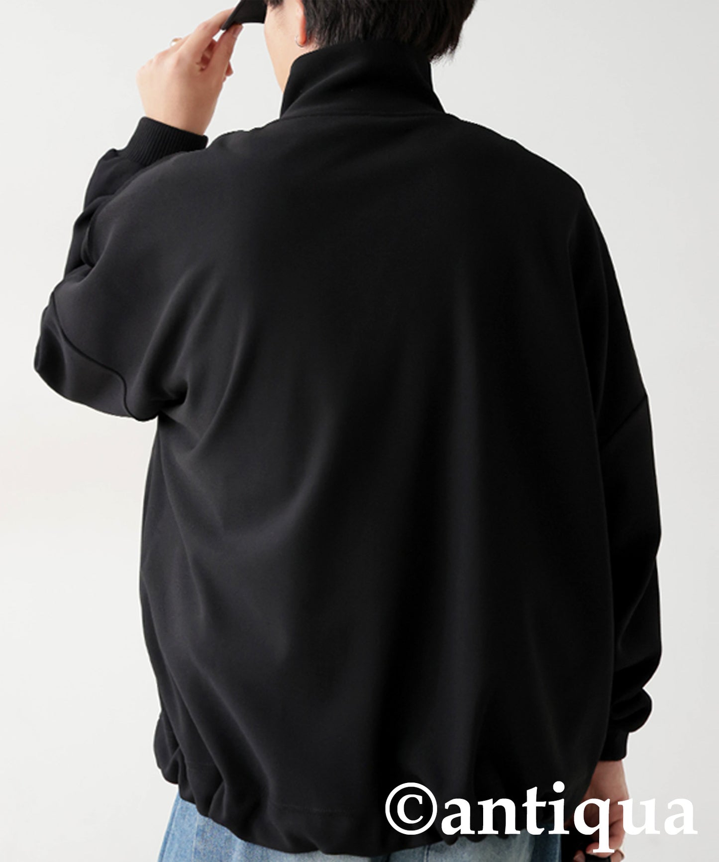 Diagonal Zip Fleece-Lined Georgette Jacket Men's