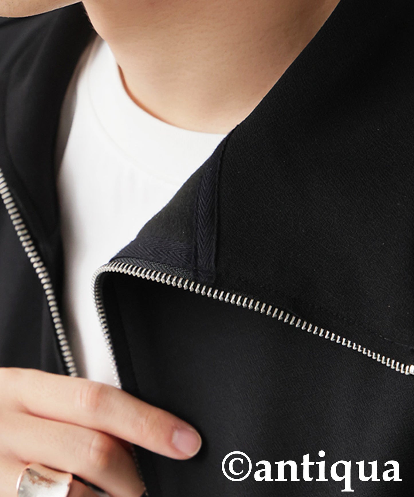 Diagonal Zip Fleece-Lined Georgette Jacket Men's