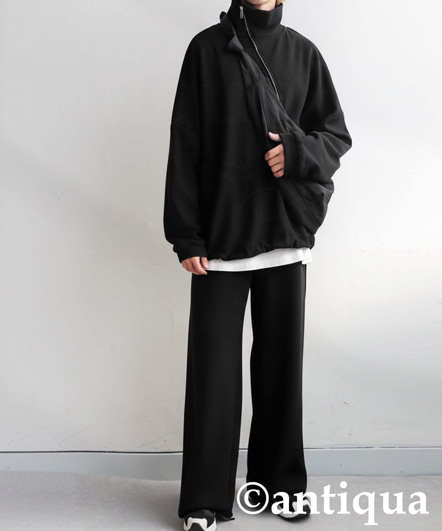 Diagonal Zip Fleece-Lined Georgette Jacket Men's