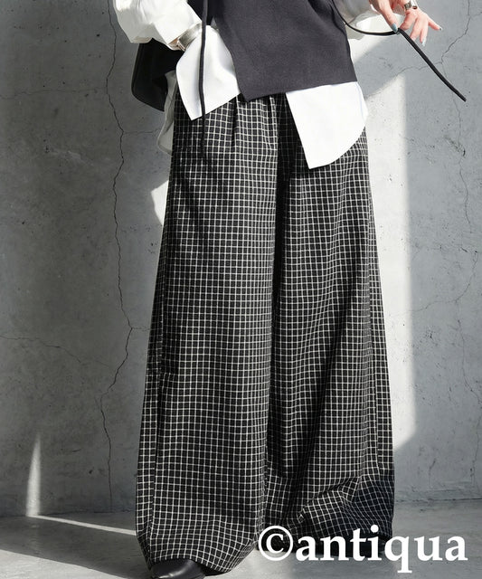 Checked Wide Pants Ladies