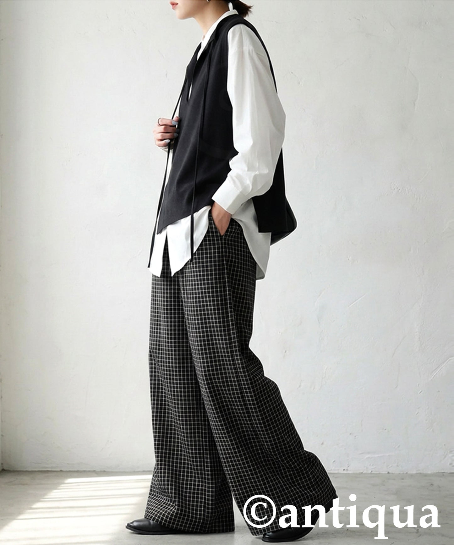 Checked Wide Pants Ladies