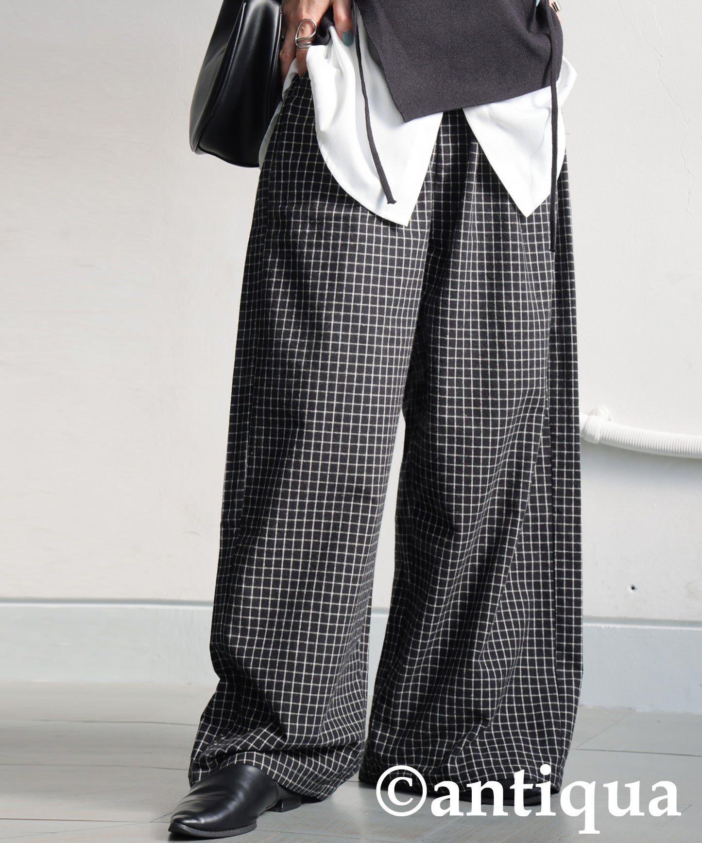 Checked Wide Pants Ladies