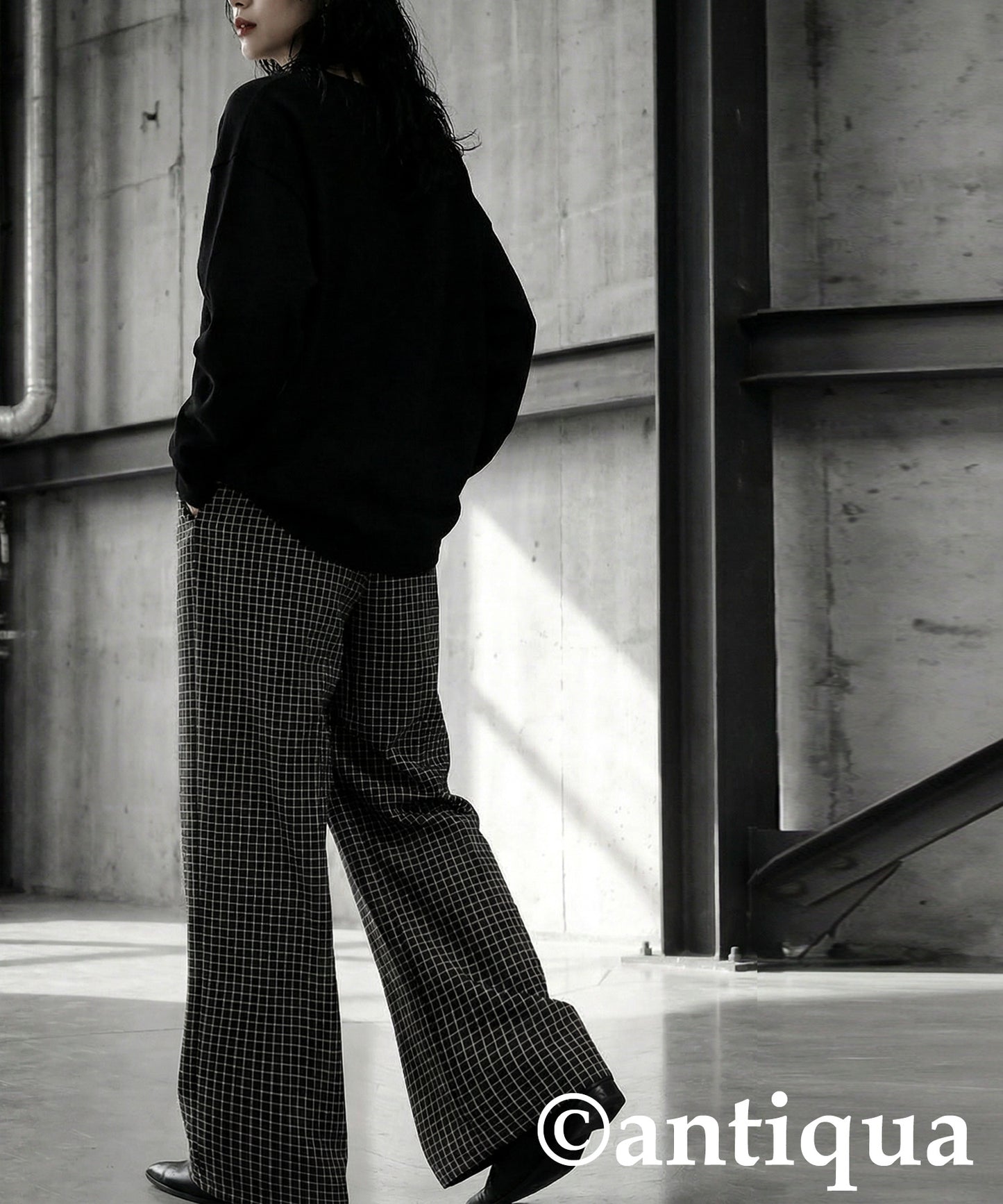 Checked Wide Pants Ladies