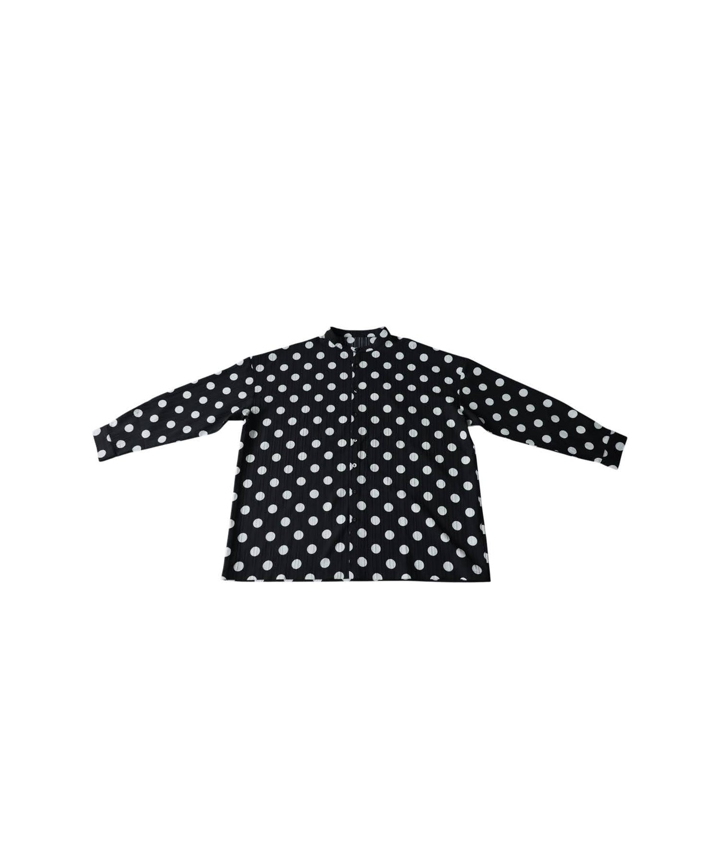 Band Collar Long-Sleeved Polka Dot Shirt Ladies