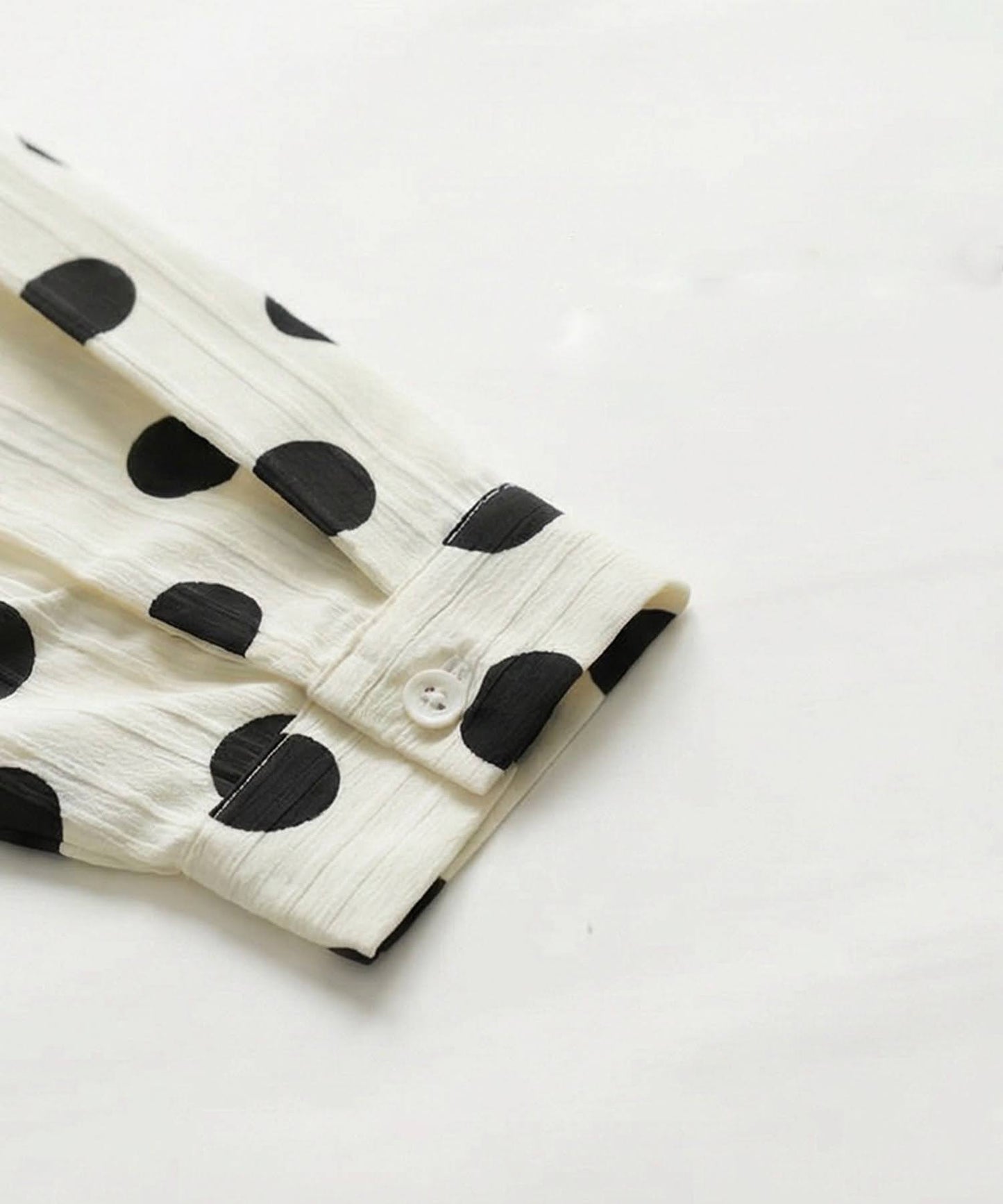 Band Collar Long-Sleeved Polka Dot Shirt Men's